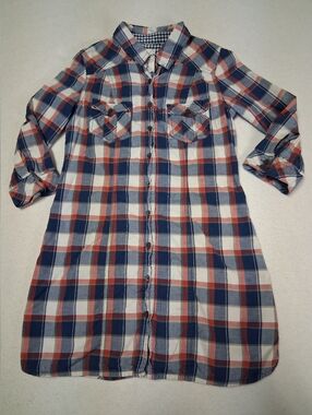 GBG Los Angeles Blue and White Gingham Plaid Shirt Dress